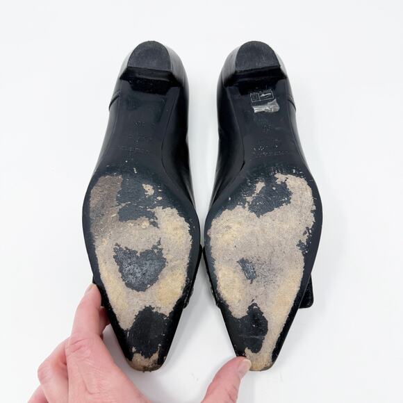 Burberry Black Leather Pointy Toe Kitten Heels EU 36 Buckle Detail Made in Italy - Picture 7 of 10